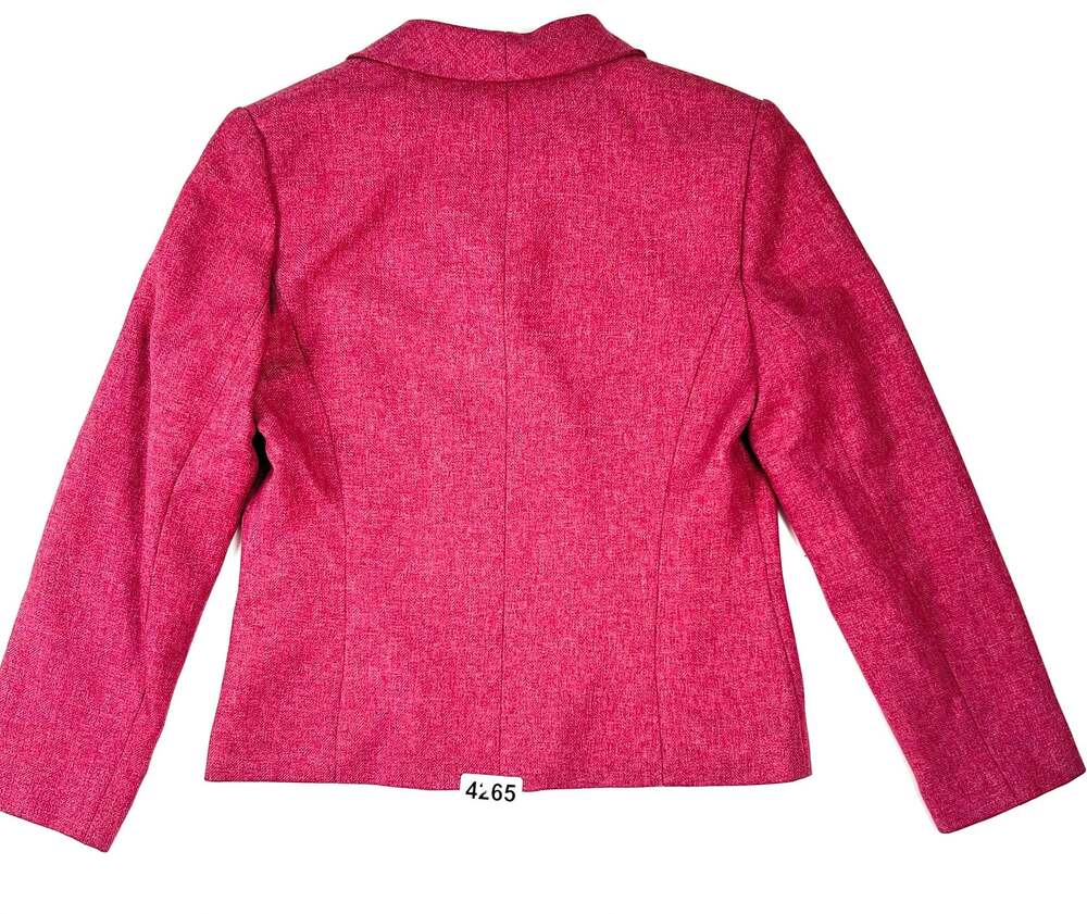 Le Suit Pink Double Breasted Tweed Blazer Jacket Size 10